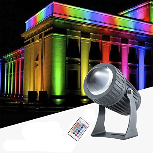 LGJEGD 10W Proiettore da Esterno LED con Angolo di Fascio Stretto, IP67 Impermeabile ha portato la Luce Spot AC 85-265V Illuminazione (Color : RGB+Control, Size : 10W)