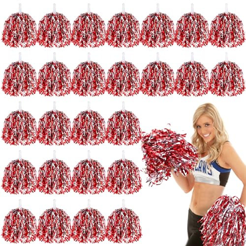 VAIPI Cheerleading-Pom-Pom-Poms mit Taktstockgriff, Metallfolie, Squad, Team, Spirited Fun Cheer, Pompons, Großpackung für Kinder und Erwachsene, Cheerleader-Geschenke, Teamgeist, Sport, Tanzspiel,