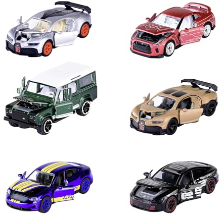Majorette - Deluxe Modellauto (1 Auto), 1 von 6 Spielzeug-Autos (Audi, Bugatti, Land Rover, Nissan, Porsche) aus Metall mit Sammelbox, 7,5 cm, für Kinder ab 3 Jahre
