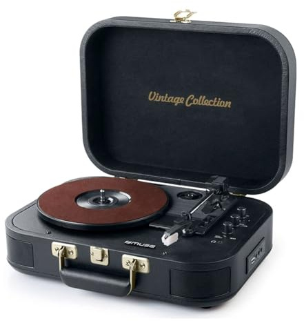 Platine Vinyl Muse MT-201 GLD, Stéréo 33-45-78 Tours, Bluetooth USB AUX, Enceintes intégrées 2x5W, Black Gold