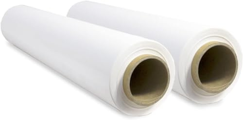 Plantawa Film Blanco para Embalaje Industrial y para Paletizar 2 unidad, Rollo de Papel Film Resistente de Plástico con Alta Elasticidad para Mudanzas y Envíos.