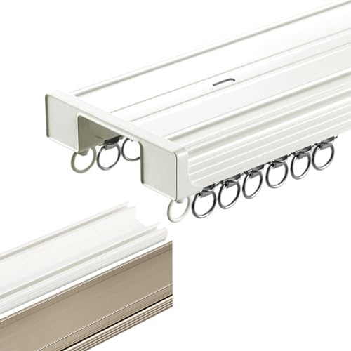 1-10m Vorhangschienen Aus Aluminium Deckenschiene Wohnmobil-Gardinenschienen Schienenvorhangsystem Für Flache Und Gebogene Erkerfenster Anpassbare Größe(Farbe:White,Size:430cm)