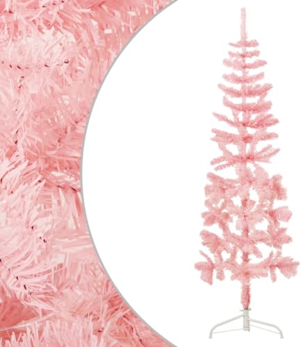 Home Outdoor OthersSlim - Medio árbol de Navidad artificial con soporte, color rosa, 180 cm