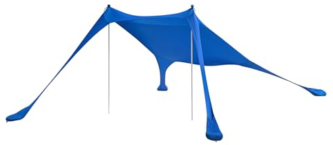 SoBuy Lycra Strandzelt Sonnensegel Strandmuschel Tragbarer Strandzelt mit Alu-Stangen Sonnenschutz einfacher Aufbau für Strand Dunkelblau BHT ca. 300x200x300cm OZT01-DB