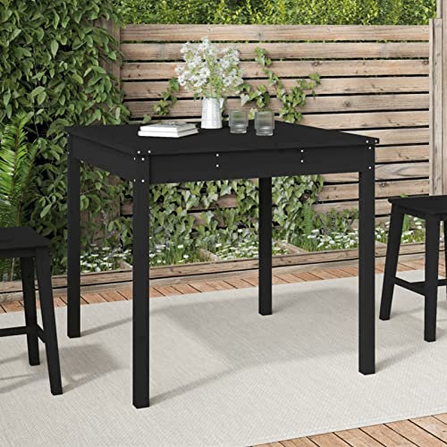 ShGaxin Gartentisch, Buffettisch, Garten Esstisch, Multifunktionstisch, Terrassentisch, Picknicktisch, Spieltisch, Flohmarkttisch, Schwarz 82,5x82,5x76 cm Massivholz Kiefer