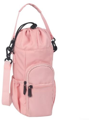 Housse isotherme avec épaule, sac de transport isotherme pour bouteille d'eau, housse de sac pour bouteille d'eau de randonnée, bandoulière réglable (rose)