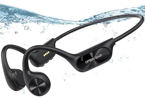 Dwolm Bluetooth 5.4 Bone Conduction Headphones, 16.3mm Enhanced Bass Open Ear Headphones, IPX8 Waterproof Swimming Headphones,32GB of MP3 Storage, 8h Playtime, HD Calling Mic for Running (A9