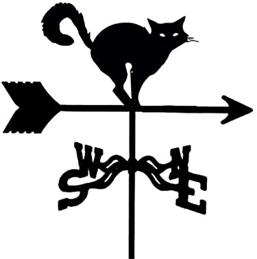 Wetterfahnen-Ornament, Katzen-Wetterfahne, Wetterfahne, Messwerkzeuge, Windrichtungsanzeiger, Wetterhahn, Gartenstecker aus Edelstahl, geeignet für den Außenbereich
