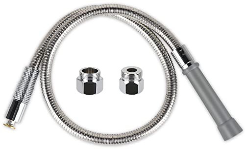 TBER B-0044-H Ersatz-Sprühschlauch für TS-Messing, 111,8 cm, flexibler Edelstahl-Küchenspüle, Wasserhahnschlauch mit hitzebeständigem Griff, Grau