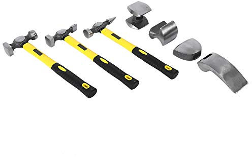 Kit di Riparazione per Ammaccature per Carrozzeria di Auto, Martello e Carrello da 7 Pezzi, Kit di Riparazione per Martelli per Pannelli, Martelli per Pannelli, Kit di Strumenti