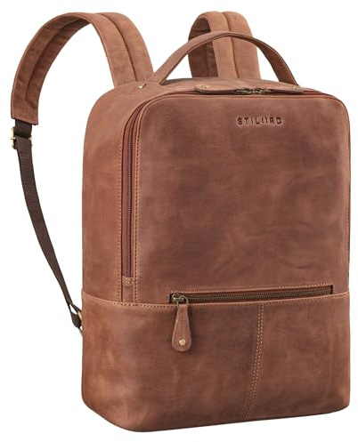 STILORD 'Rory' Mochila City en Cuero Grande para Damas y Caballeros - Elegante Mochila para Laptop de 15,6 Pulgadas, Equipaje de Mano y Viaje, Color:messina - marrón