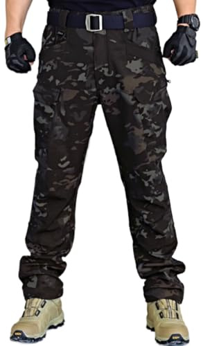 WINKEEY Pantalon Tactique Homme Pantalon de Travail Militaire Randonnée Imperméable Coupe-Vent 8 Poches