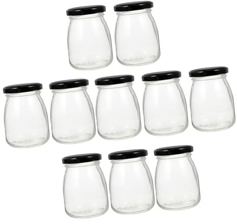 PHENOFICE 10St Glasflasche lagercontainer Süßigkeitenbehälter marmeladengläser deckchen Müsliglas für Zuhause Honigglas mit Deckel Zuckerflasche versiegeltes Glas Metall
