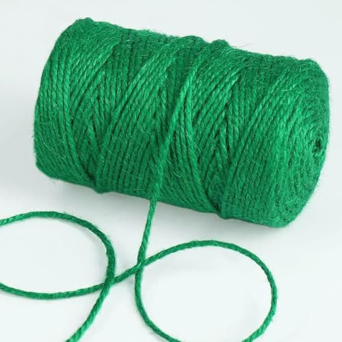 CIVIOOH 3 mm/5 mm natürliches Jute-Schnurseil, grüne Gartenschnur, DIY-Sackleinen, Juteschnur, zum Umwickeln mit geflochtenem Seil für Boxen, 50 m
