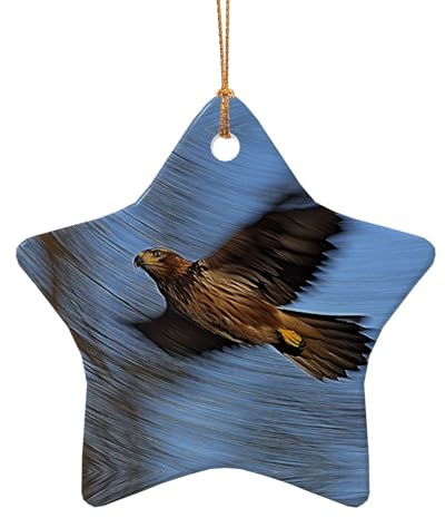 Foto des roten Drachenvogels, Weihnachtsanhänger, doppelseitiger Keramik-Weihnachtsanhänger zum Basteln, Weihnachtsanhänger, dekoratives Ornament mit Goldschnur