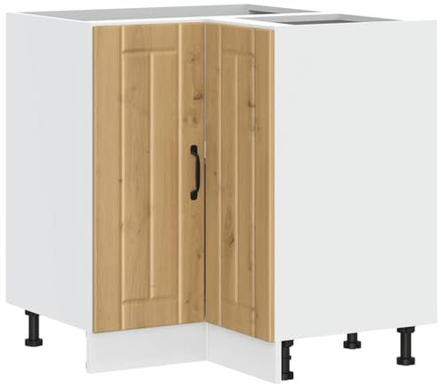 vidaXL Kitchen Corner Base Cabinet - Lucca Artisan Oak Engineered Wood - Adjustable Feet - 75.5 x 75.5 x 81.5 cm
