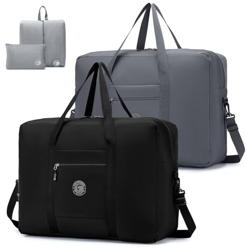 SPAHER Duffelväska Resväska Stor Hopfällbar Resväskor Handbagage 55x40x20 TUI Airways Lufthansa Lätt Kabinväska 45L Packable Holdall Vattentät Handväska för Män och Kvinnor