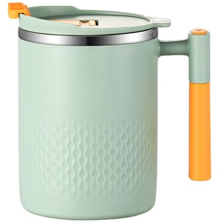 Syengery Vaso de café, taza de café aislada con asa, taza de viaje de acero inoxidable de 450 ml, vaso térmico de doble pared para leche, agua helada, jugo, café, té