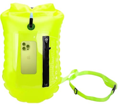 SUNXBUK Bouée de Natation, Bouée de Sac Étanche de Sécurité avec Ceinture Ajustable,Bouée de Nage en Eau Libre,Flotteur Gonflable pour Triathlon, Kayak, Snorkeling