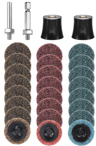sourcing map 28pcs Quick Change Discs Set 1 Roll Lock Sanding Discs with 1/4 Shank Pad Holder Coarse/Medium/Fine Grit Surface Conditioning Disc for Polish Rust Removal