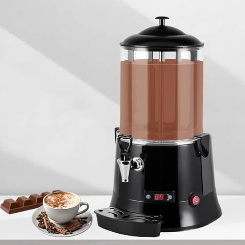 Glowdora Machine À Chocolat Chaud Professionnelle, Distributeur Et Chauffe Eau Électrique, pour Boissons Chaudes, Chocolat, Lait, Thé Et Jus. Capacité 10 L Ou 5 L, Noir.,10L