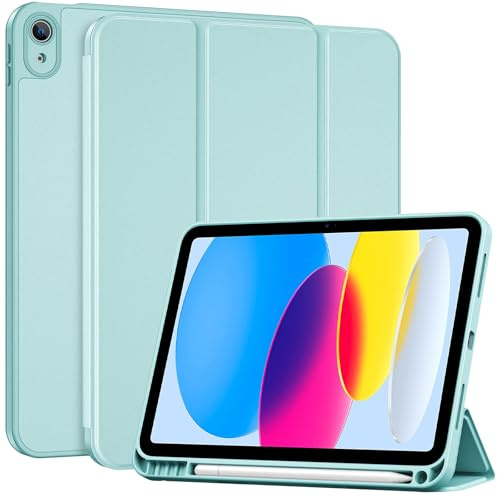 ProCase Hülle für iPad (A16) 11 Generation 2025 / iPad 10 Generation 10,9 2022 Schutzhülle mit Stifthalter Stoßfeste Smart Case Cover Auto Schlafen/Wachen -Aqua
