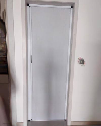 Weiße Falttür Schiebetür 60x210cm Innen Sichtschutztür für Küche & Schlafzimmer Abschließbar ohne Bohren Verstellbare Breiten (70-120cm) Platzsparende Lösung