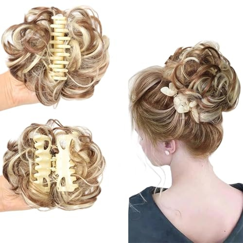 Bun Extension Clip, Messy Bun hårdel, Wavy Clip för mässigt bun ponytail förlängningar för en full look (P)