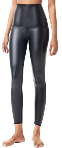 Ausing Frauen Hohe Taille Kunstleder Leggings Hosen Dehnbare Hintern Lifting Bauchkontrolle Matte Kunstleder Disco Strumpfhose Hosen