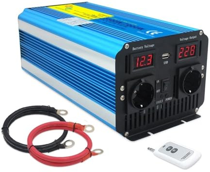 Convertisseur Onduleur Sinusoïdal Pur 12V/24V CC Vers 220V/230V CA Télécommande Écran LCD Convertisseur Puissance Camping-car Batterie Solaire Prise Européenne 8000W Onduleur Puissance(AC24V,60HZ_7000