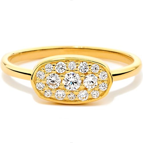 STORYJEWELLERY Gold Plated Rings for Women, Cocktail Rings for Women, Art Deco Ring, Vintage Pave Pinky Ring, Gifts for Her, Size 7