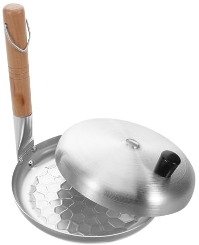 Angoily Poêle Japonaise Antiadhésive 17 CM avec Poignée Verticale Poêle à Œufs et Omelette Multifonction pour Cuisson au Gaz Couvercle en Aluminium Inclus Ustensile Cuisine pour