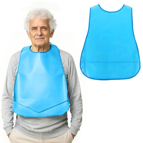 IBXWMNG Bavoirs Adultes Silicone Imperméables - Lavable et Réutilisable - avec Récupérateur de Miettes- Protection des Vêtements pour Personnes Âgées Handicapées