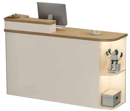 Receptionsdisk, låsbara lådor och skåp, kreativt utställningslokaler, for företagshallar, hotellreceptioner, klädbutiker(Wood - Left,110cm)