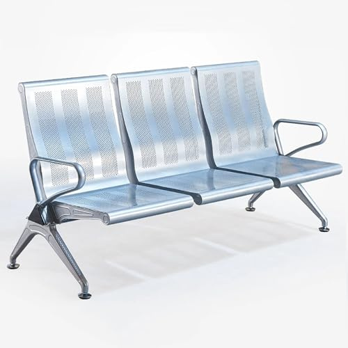 Chaises de Salle d'attente 3 Places, Banquette d'accueil, Chaise d'aéroport, bancs d'attente avec dossiers et accoudoirs, en Acier laminé à Froid Durable, pour Clinique, aéroport, hôpital, b