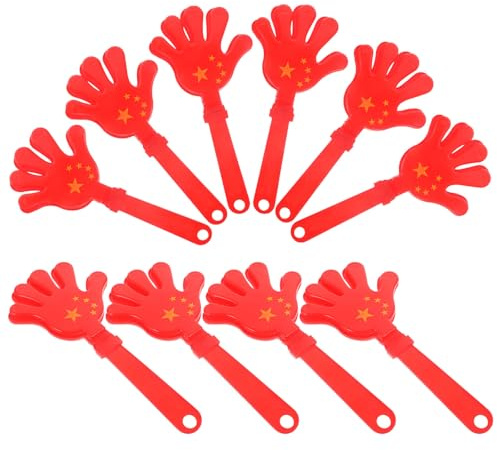 LALADEFIEE 10Pcs 28Cm Red Flag Hand Clappers Loud Noise Makers Party Cheering Props for National Day Celebration and Sports Events