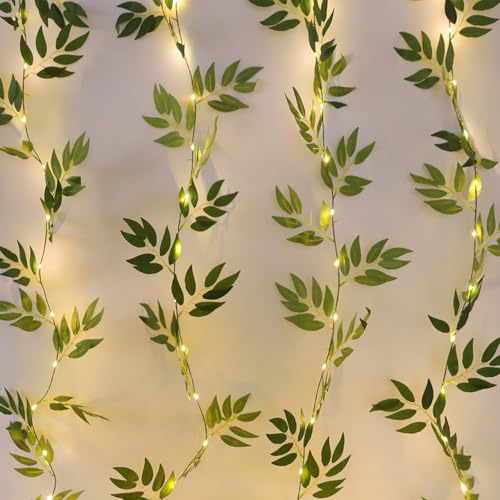 Koboko Guirlande lumineuse de lierre - Décoration de printemps - 2 m - 20 LED - Guirlande de lierre artificiel - Guirlande lumineuse à piles - Pour l'intérieur et l'extérieur - Pour mariage, jardin