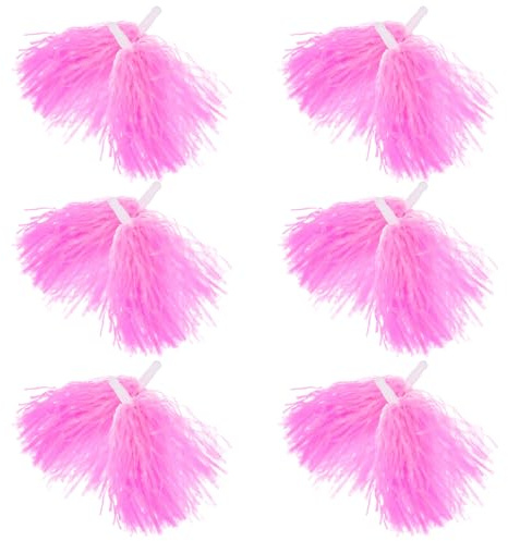 UPKOCH Pompon Rosa da Cheerleader in Plastica Riutilizzabili, Set da 12 Pezzi, Accessori da Tifo per Eventi Sportivi e Coreografie di Cheerleading