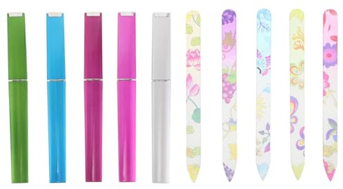 Cabilock Lot de 5 Limes à Ongles en Cristal 14 Cm Ensemble Coloré Bleu Rose Vert Violet Jaune Limes à Ongles en Verre Réutilisables pour Manucure Précise Quotidien