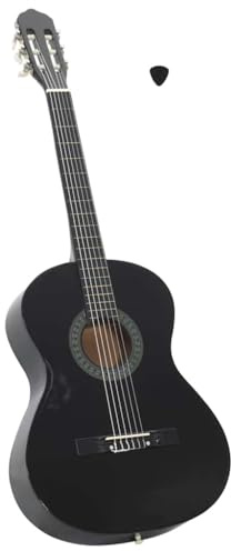 Klassikgitarre 4/4 39 Zoll Konzertgitarre für Anfänger Kinder Erwachsene Musikinstrument aus Lindenholz Schwarz
