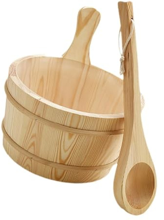 Barili per sauna di grande capacità con cucchiaio Set di utensili da bagno a vapore Barili Strumento per la stanza da bagno Casa sauna duratura con set di cucchiai