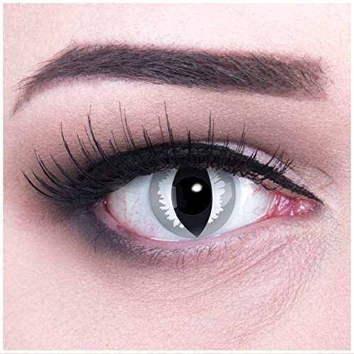 Meralens A0371 Grey Dragon Kontaktlinsen mit 60ml Pflegemittel mit Behälter ohne Stärke, 1er Pack (1 x 2 Stück) Perfekt zu Fasching, Karneval, Halloween und Cosplay