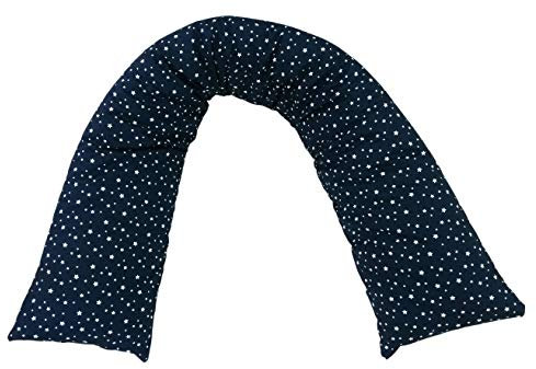 Seitenschläferkissen/Stillkissen 200 x 35 cm (Baumwolle Sterne klein blau)