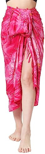 Sarong Pareo Wickelrock Strandtuch Tuch Wickeltuch Handtuch Bunte Sommer Muster Set Gratis Schnalle Pink Pailletten Handwäsche