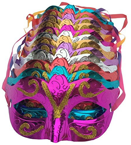 Warooma Pack of 12 Unisex Retro Masquerade Masks Half Face Mask Venetian Mask Wedding Props Mardi Gras Halloween Party Decoration Costume