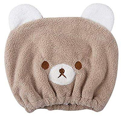 Bonnet de Bain Filles Serviette de Toilette Sèche Cheveux Turban Microfibre Motif Ours Mignon Chapeau de Cheveux Secs Douce Léger Rapide Absorbant Capuche de Douche Spa Piscine Nage pour Enfants
