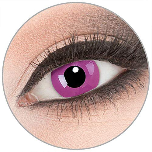 Farbige 'Purple' Kontaktlinsen von 'Evil Lens' zu Fasching Karneval Halloween 1 Paar lila Crazy Fun Kontaktlinsen mit Kombilösung (60ml) + Behälter in Topqualität ohne Stärke