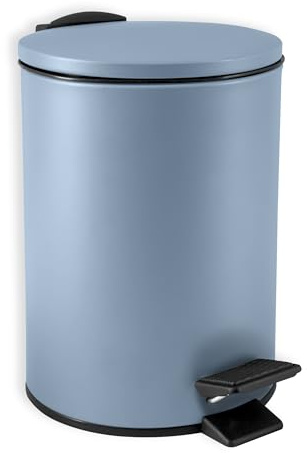 Spirella SP2285 Kosmetikeimer 3 Liter Edelstahl mit Absenkautomatik und Inneneimer Adelar Badezimmer Mülleimer Softclose Abfalleimer blau, Bleu Acier, 3 litres
