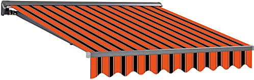 home Trends Preiswert Markisen Tuch Markisenbespannung Ersatzstoffe Diverse Farben Maße 4 x 3 m Markisenstoffen inkl. Volant fertig genäht mit Umrandung SPD071- Orange Rot Schwarz Streifen