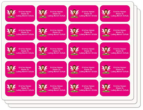 INDIGOS UG Adressetiketten selbstklebend - 40x22 mm - 003 - kleine Fee - 60 Sticker Namensaufkleber Kinder Schule - Namensetiketten selbstklebend - Sticker für Stifte, Federmappe, Hefte, Bücher